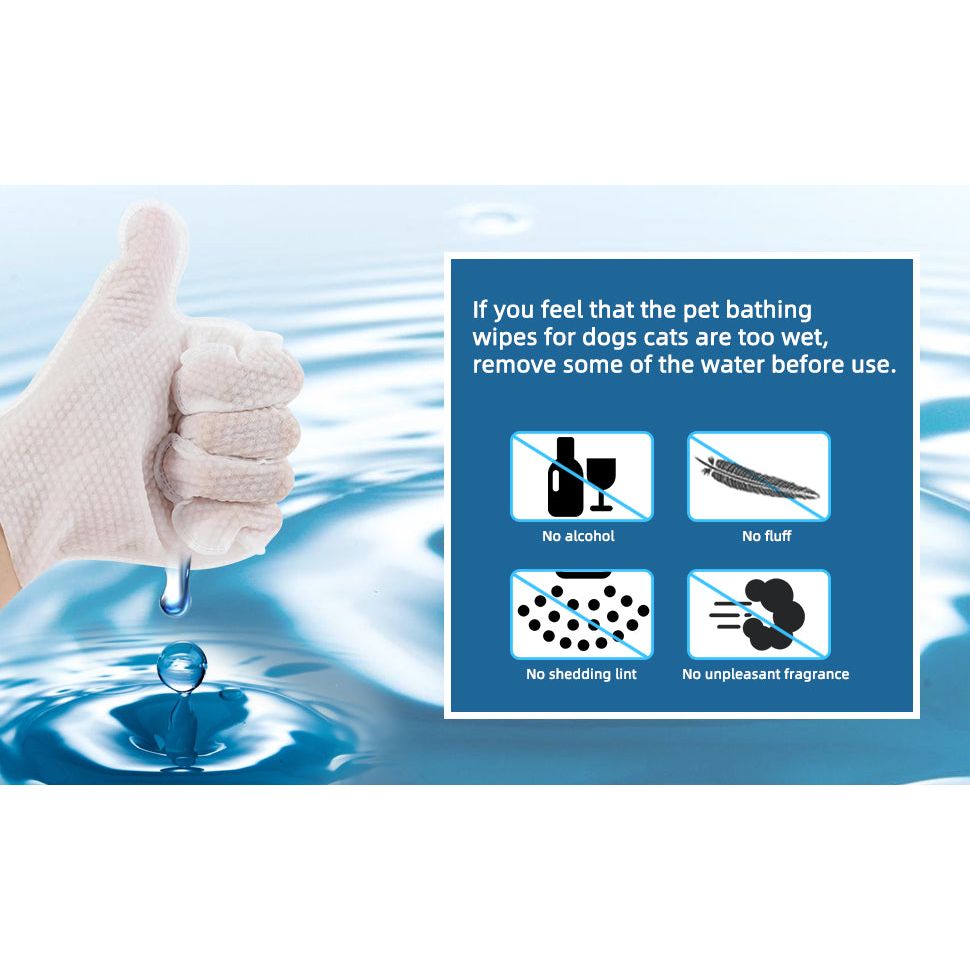 Pet Washing Glove Wipes for Dog and Cat,Travel 6 PCS