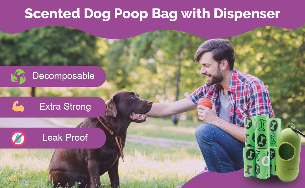 Enthalpy Dog Poop Bags – 150 Count (15 Rolls), Extra-Thick, Biobased, Leak-Proof & Scented with Bonus Bag Holder
