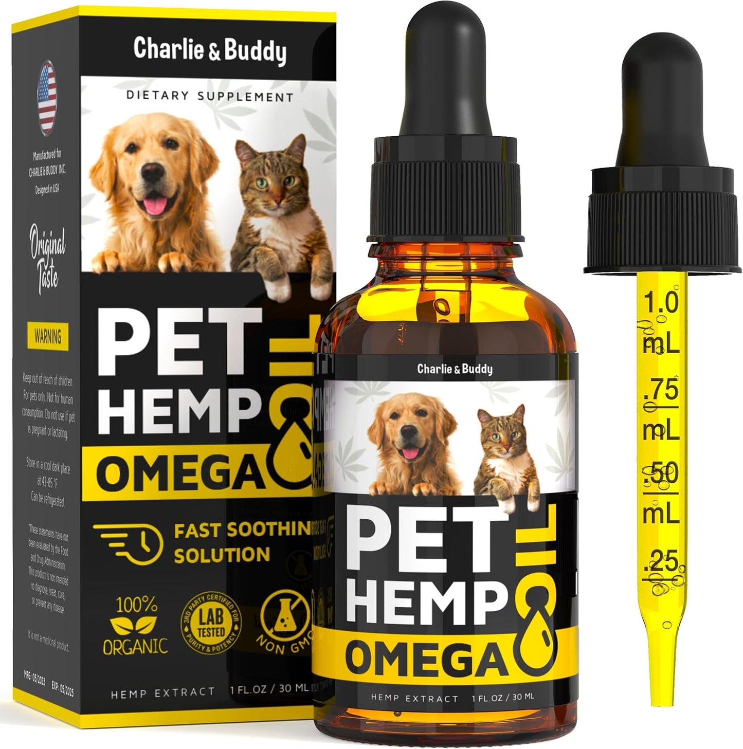Charlie & Buddy Hemp Oil for Dogs – Omega 3, 6, 9 for Skin, Coat, Anxiety & Joint Relief