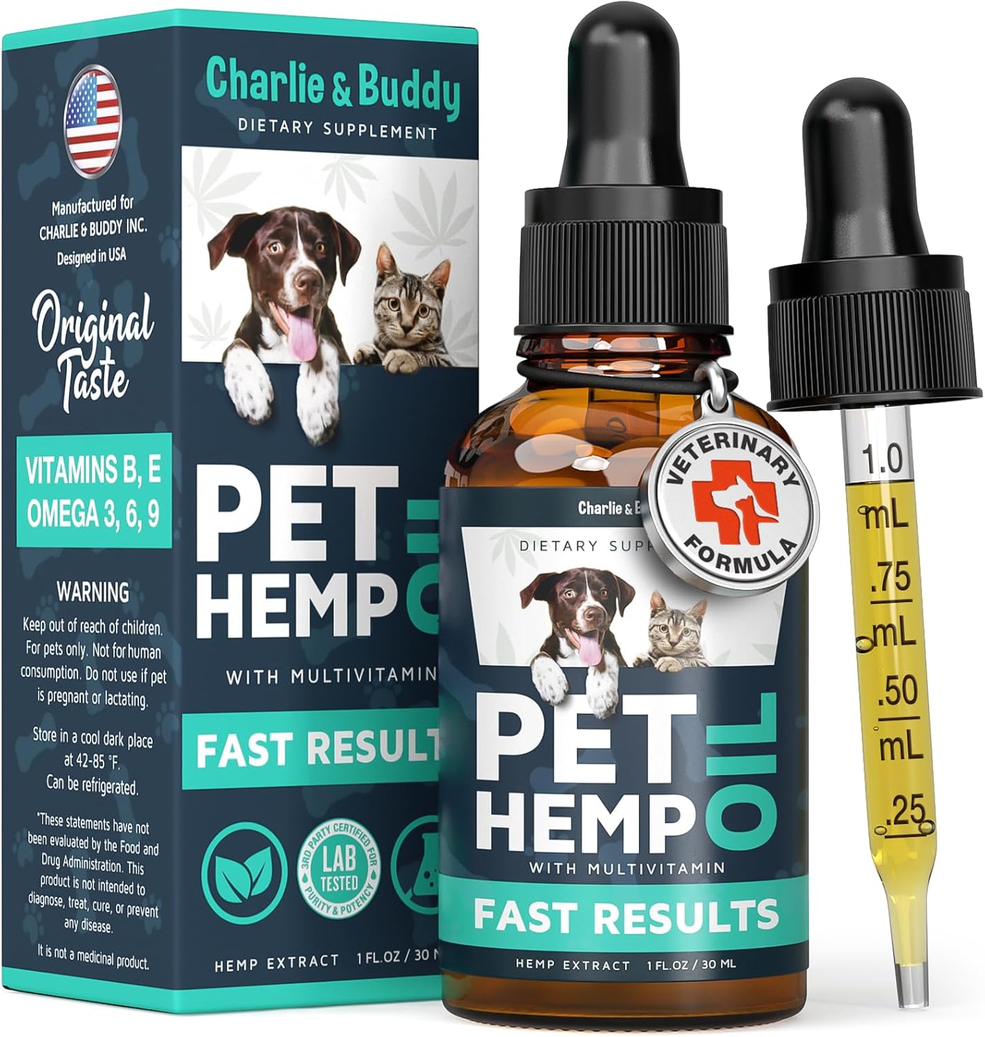 Charlie & Buddy Hemp Oil for Dogs & Cats – Calming, Pain & Anxiety Relief, Joint Health, Seizure Support