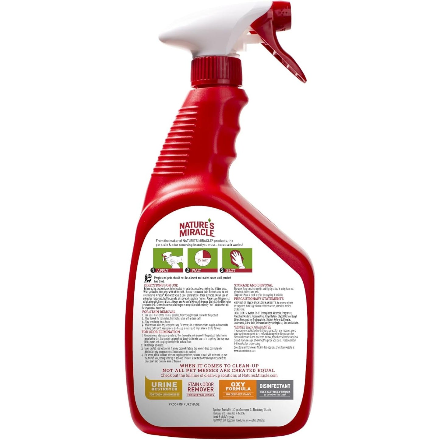 Nature’s Miracle Advanced Dog Stain & Odour Eliminator, 946ml - Enzymatic Formula, Sunny Lemon Scent, Multi-Surface Cleaner for Pet Urine, Carpet & Furniture, Trigger Spray