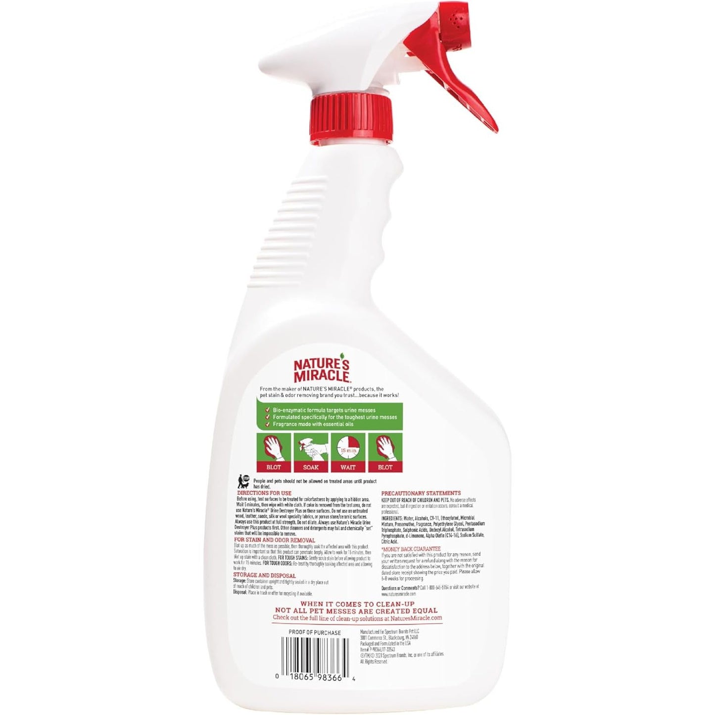 Nature’s Miracle Dog Urine Destroyer Plus, 946ml Enzymatic Formula, Removes Stains, Aloe Rain Fragrance