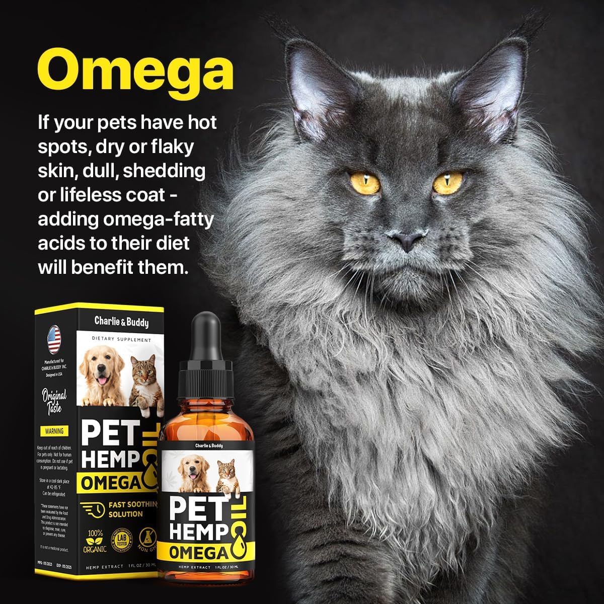 Charlie & Buddy Hemp Oil for Dogs – Omega 3, 6, 9 for Skin, Coat, Anxiety & Joint Relief