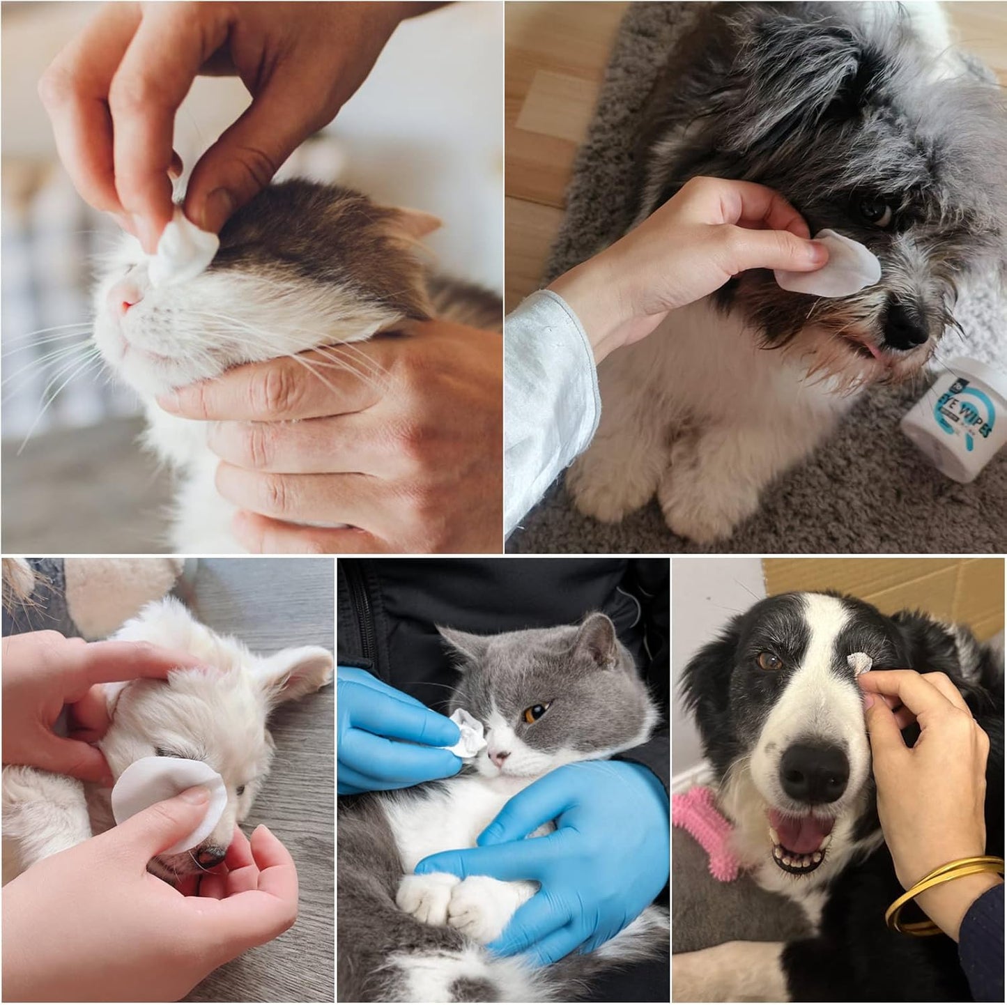 Pet Gentle Teeth Wipes 150 Pcs Hypoallergenic Grooming Wipes for Cats & Dogs, Removes Dirt, Crust, & Discharge