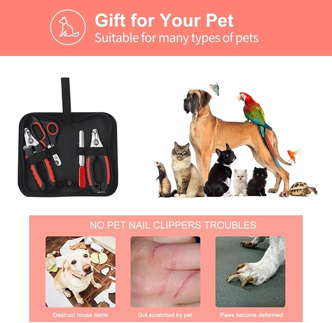 Bretheil Dog Nail Clippers Trimmer Set, Quick Safety Guard to Avoid Over-Cutting