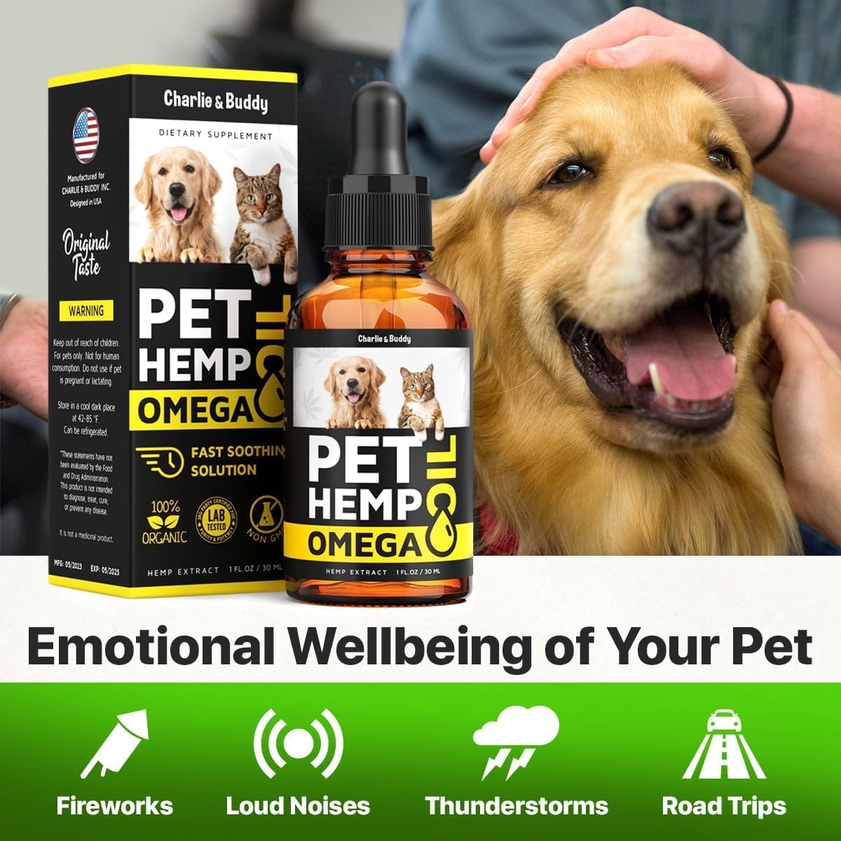Charlie & Buddy Hemp Oil for Dogs – Omega 3, 6, 9 for Skin, Coat, Anxiety & Joint Relief