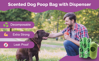 Enthalpy Dog Poop Bags – 150 Count (15 Rolls), Extra-Thick, Biobased, Leak-Proof & Scented with Bonus Bag Holder
