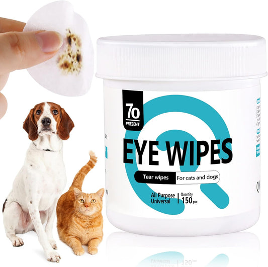 Pet Gentle Teeth Wipes 150 Pcs Hypoallergenic Grooming Wipes for Cats & Dogs, Removes Dirt, Crust, & Discharge