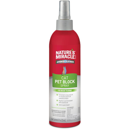 Nature’s Miracle Platinum Cat Pet Block Spray, 236ml Essential Oil Repellent Formula, Easy Spray