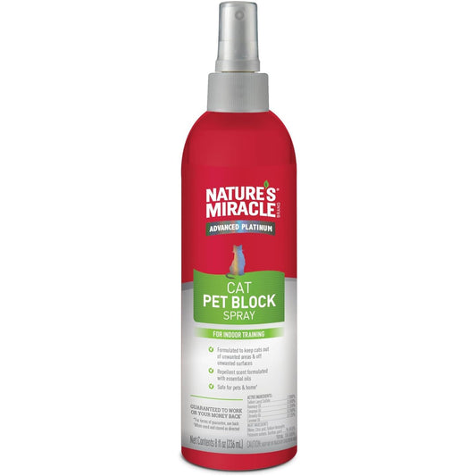Nature’s Miracle Platinum Cat Pet Block Spray, 236ml Essential Oil Repellent Formula, Easy Spray