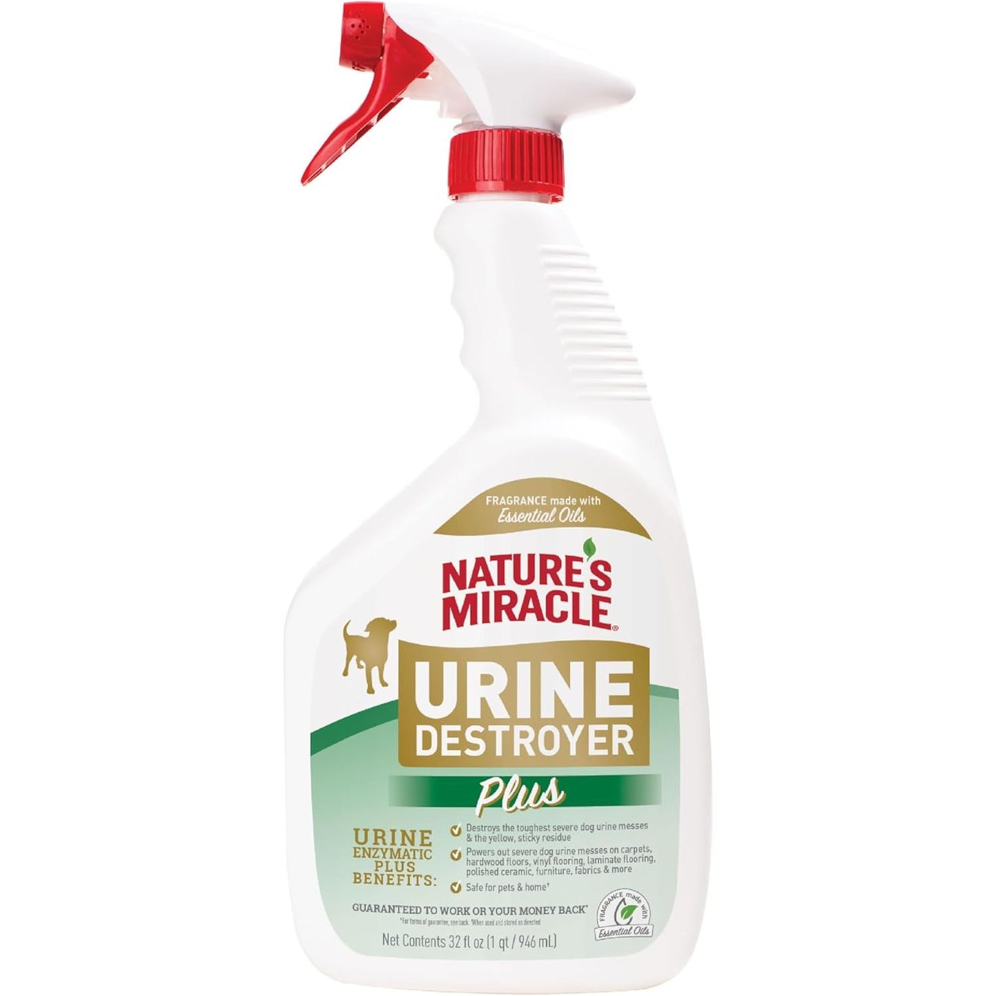 Nature’s Miracle Dog Urine Destroyer Plus, 946ml Enzymatic Formula, Removes Stains, Aloe Rain Fragrance