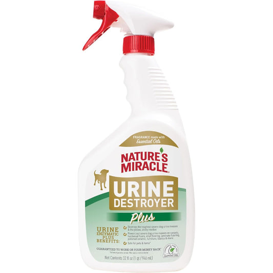 Nature’s Miracle Dog Urine Destroyer Plus, 946ml Enzymatic Formula, Removes Stains, Aloe Rain Fragrance