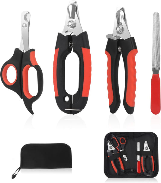 Bretheil Dog Nail Clippers Set – Stainless Steel Blades, Safety Guard, Non-Slip Handles, Storage Case & Nail File