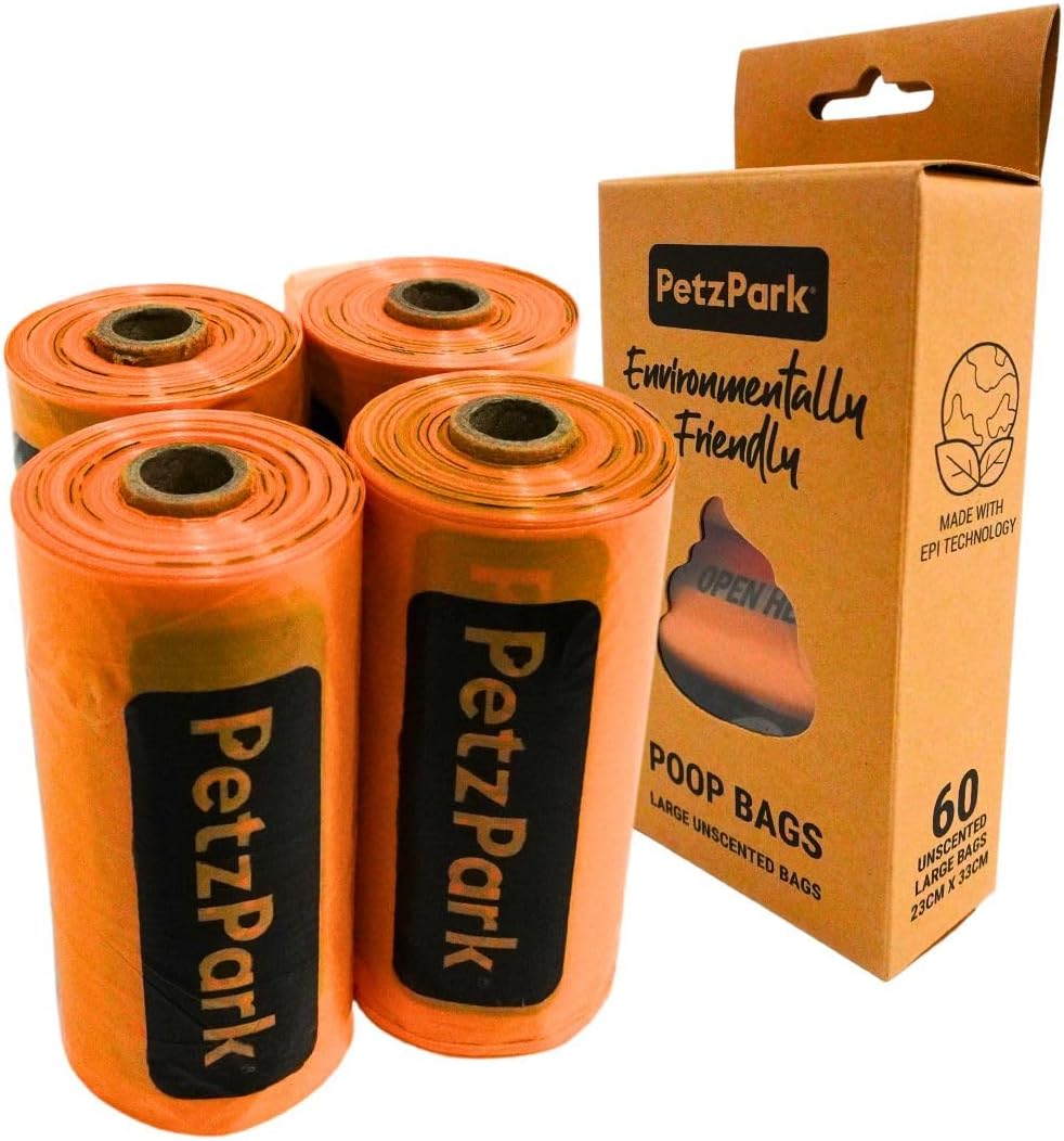 Biodegradable Dog Poop Bags – Unscented, Heavy-Duty, Leak-Proof, 60 Bags (4 Rolls)