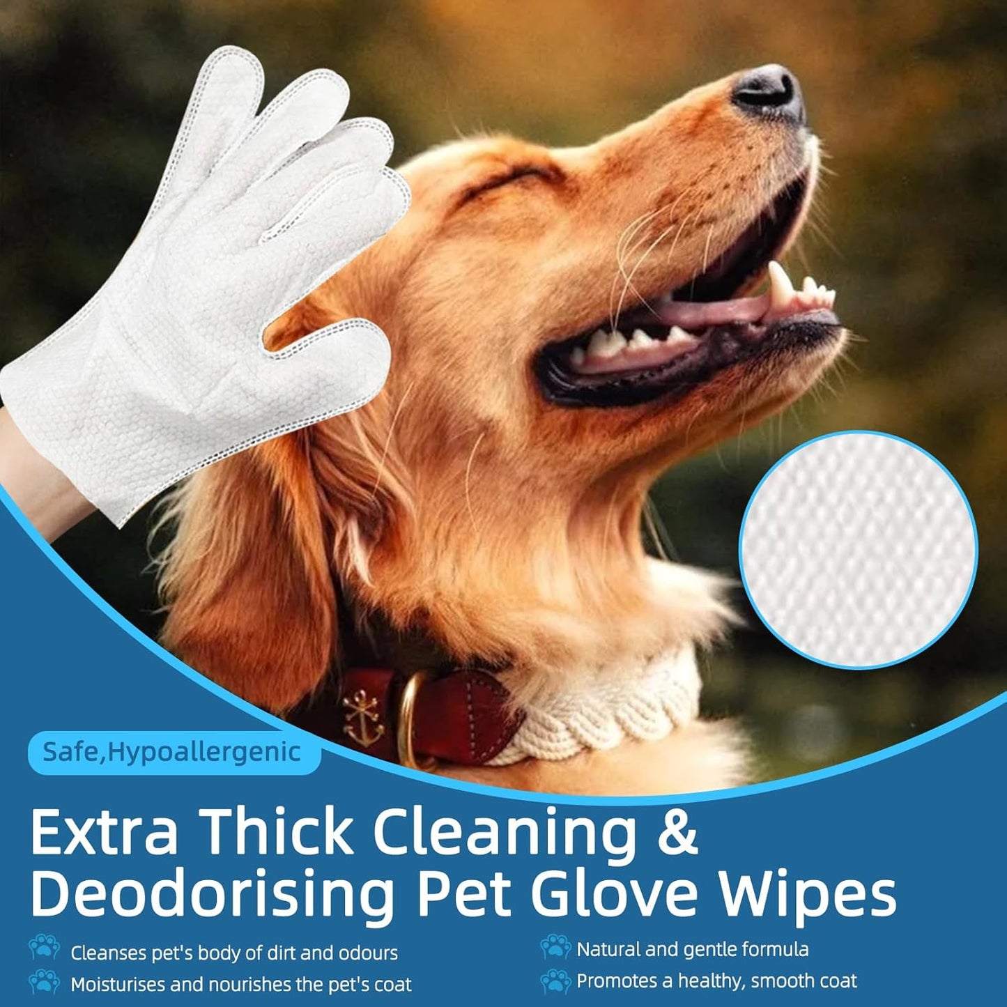 Pet Washing Glove Wipes for Dog and Cat,Travel 6 PCS