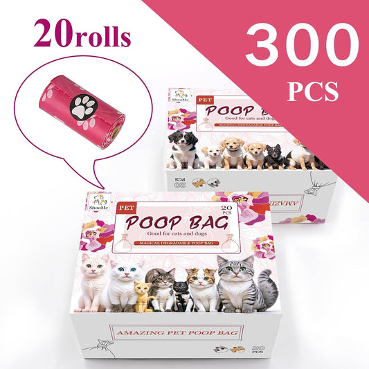 Biodegradable Dog Poop Bags – Odor-Free, Deodorizing, Non-Smell Bags for Dogs & Cats, 300 Count, Thin & Eco-Friendly