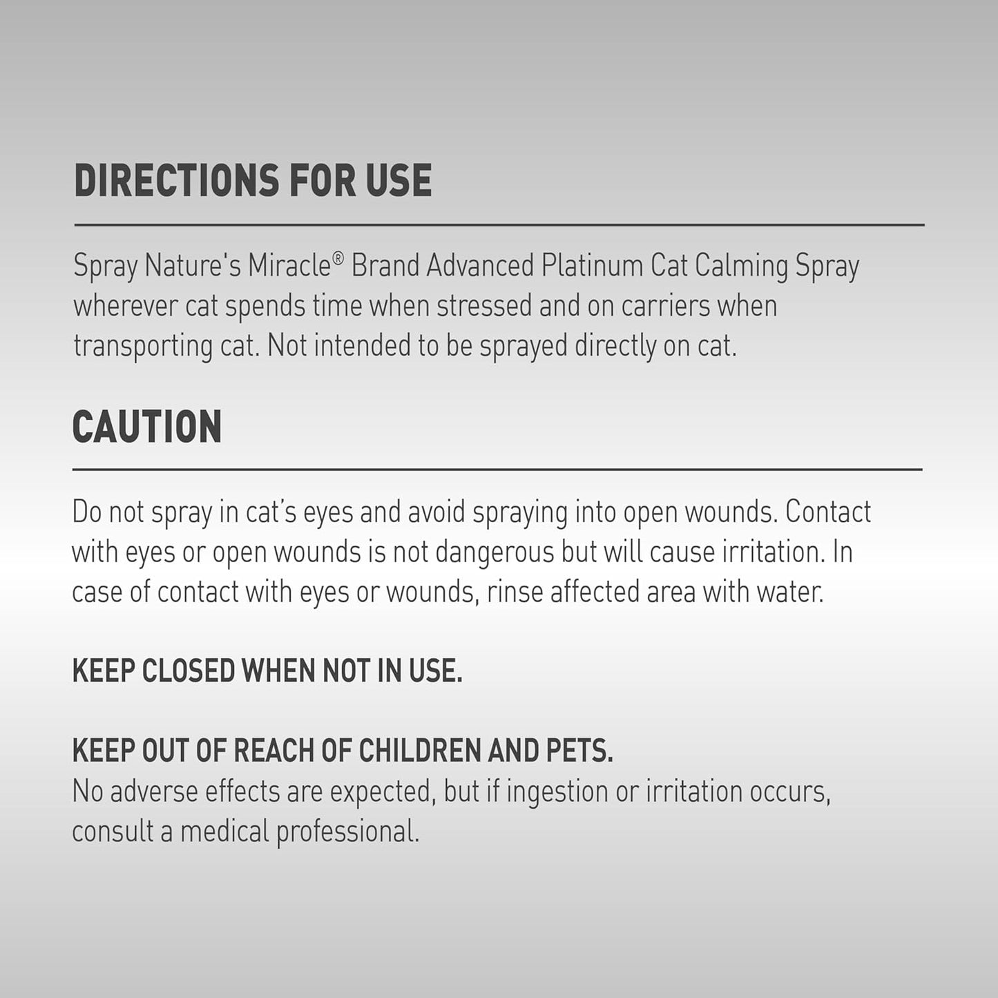 Nature’s Miracle Platinum Cat Calming Spray, 236ml Promotes Relaxation, Quick & Long-Lasting Results