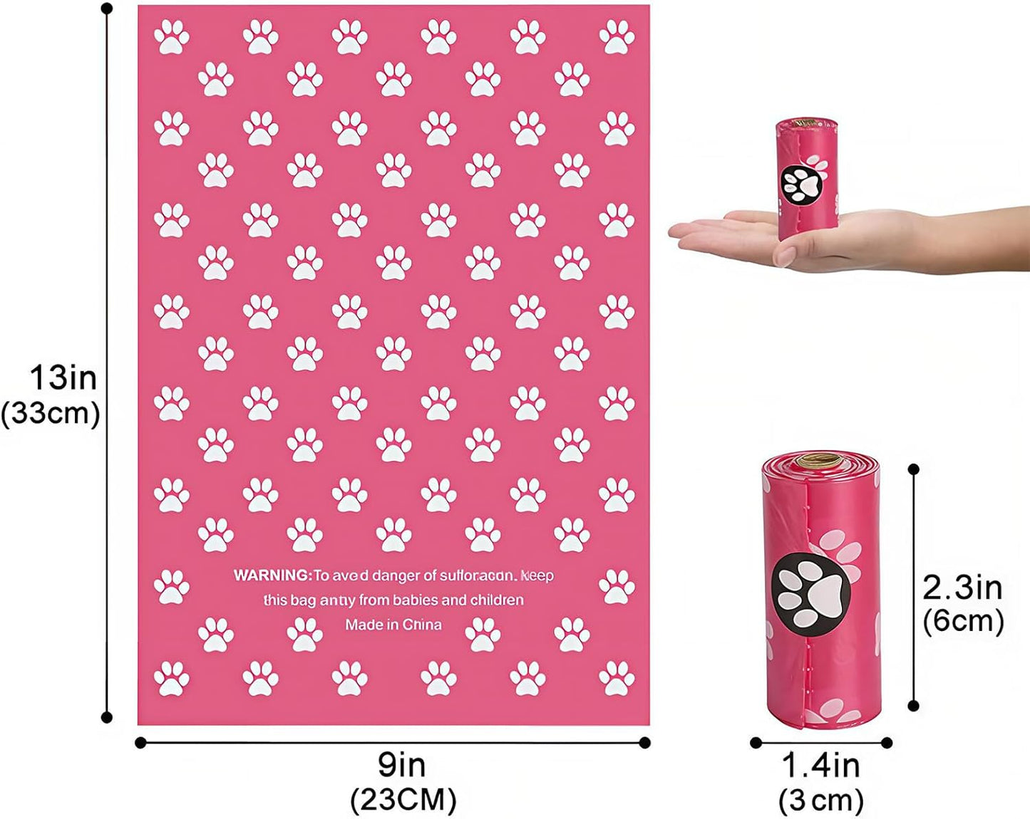 Biodegradable Dog Poop Bags – Odor-Free, Deodorizing, Non-Smell Bags for Dogs & Cats, 300 Count, Thin & Eco-Friendly