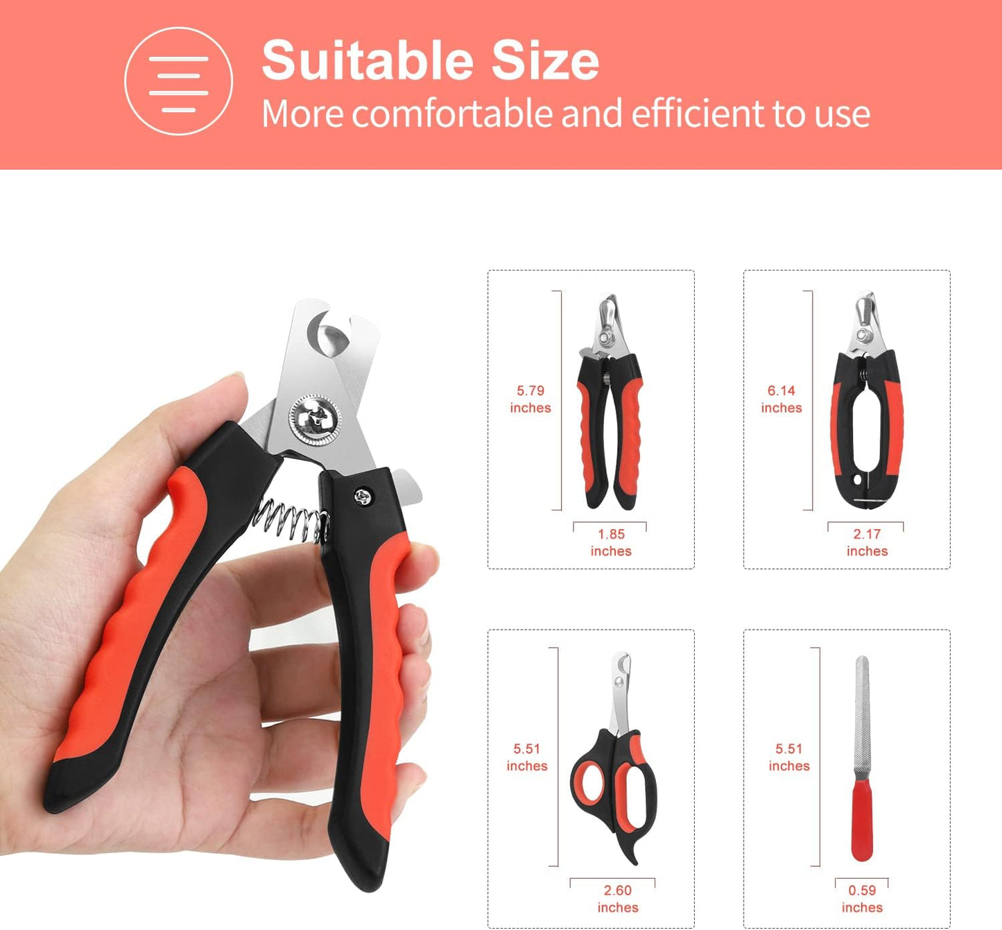 Bretheil Dog Nail Clippers Set – Stainless Steel Blades, Safety Guard, Non-Slip Handles, Storage Case & Nail File