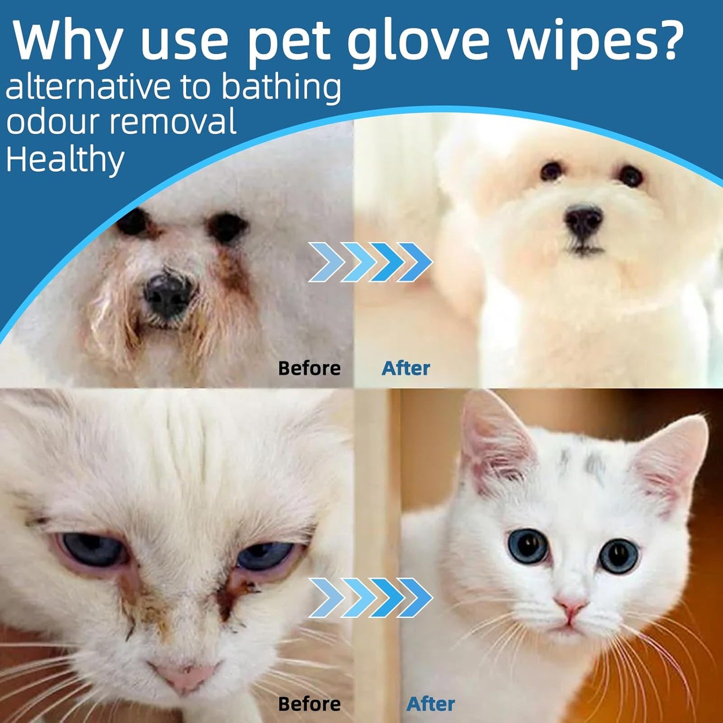 Pet Washing Glove Wipes for Dog and Cat,Travel 6 PCS