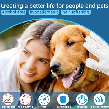 Pet Washing Glove Wipes for Dog and Cat,Travel 6 PCS