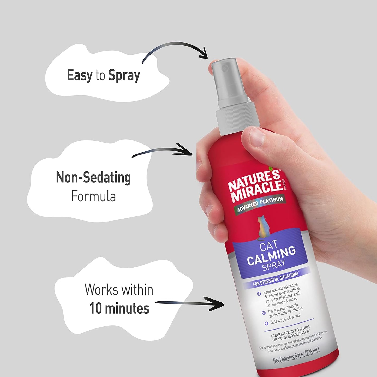 Nature’s Miracle Platinum Cat Calming Spray, 236ml Promotes Relaxation, Quick & Long-Lasting Results