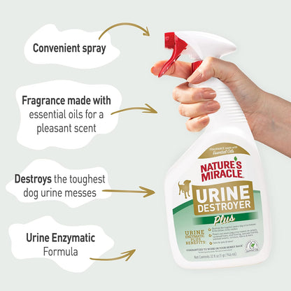 Nature’s Miracle Dog Urine Destroyer Plus, 946ml Enzymatic Formula, Removes Stains, Aloe Rain Fragrance