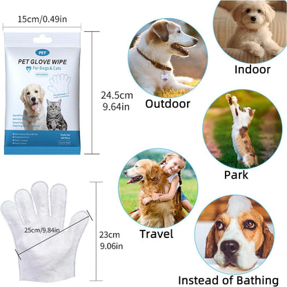 Pet Washing Glove Wipes for Dog and Cat,Travel 6 PCS