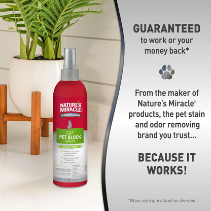 Nature’s Miracle Platinum Cat Pet Block Spray, 236ml Essential Oil Repellent Formula, Easy Spray