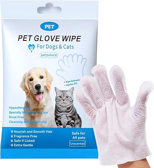 Pet Washing Glove Wipes for Dog and Cat, Unscented Rinse