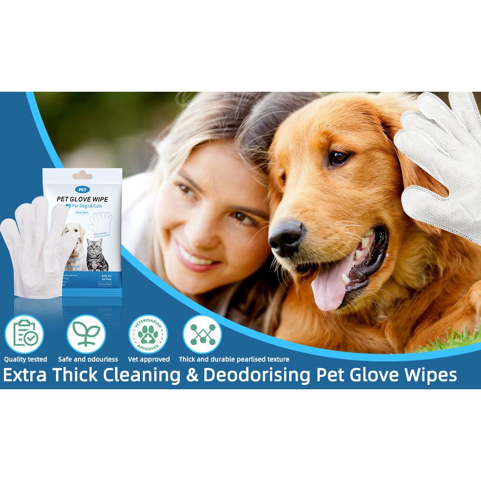Pet Washing Glove Wipes for Dog and Cat,Travel 6 PCS